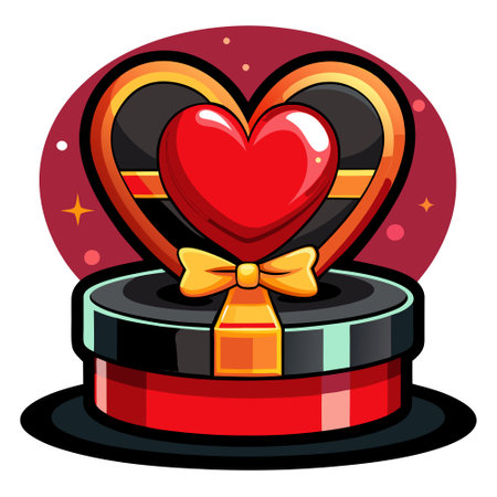 Horizontal red banner with heart valentine decorations created with technology. AI generated. Vector iconのイラスト素材
