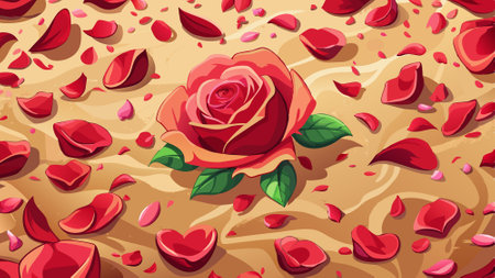 Many delicate rose petals scattered on the ground. romantic. background. texture. floral. carpet. nature. decoration. Valentine's Day. AI generated. Vector iconのイラスト素材