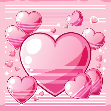 Pink background with transparent hearts in the foreground. with copy space. AI generated. Vector iconのイラスト素材