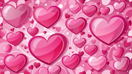 Pink hearts on pink paper Valentine s Day backround Generative By AI. AI generated. Vector iconのイラスト素材