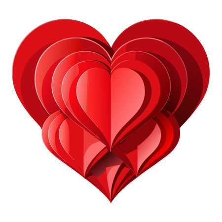 Red paper hearts isolated on background for Valentine's Day . love. romance. Valentine's Day. hearts. passion. holiday. AI generated. Vector iconのイラスト素材