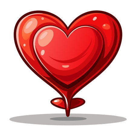 Red heart illustration stands alone against a white backdrop. symbolizing love. passion. and warmth. AI generated. Vector iconのイラスト素材