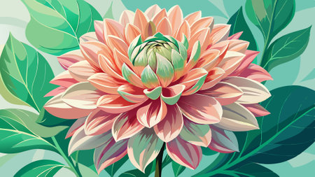 Sustainable eco soft romance dahlia flower in sweet pastel tone background for valentine and wedding card. Green ethical growing.. AI generated. Vector iconのイラスト素材