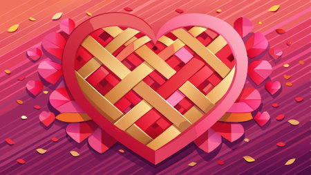 Valentine card background design heart-shaped woven paper craft. AI generated. Vector iconのイラスト素材
