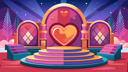 Stage podium background of love heart mock ups for product or present display. AI generated. Vector iconのイラスト素材