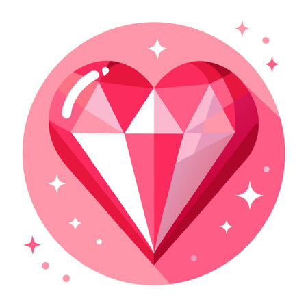 Background of sparkling heart shaped diamond with valentine theme. Vector iconのイラスト素材