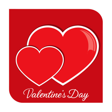 Closeup of two red hearts on a red background for Valentine's Day with copy space. . AI generated. Vector iconのイラスト素材