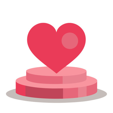Empty podium for product display with a heart in the background. valentine day product placement. promotion.. AI generated. Vector iconのイラスト素材