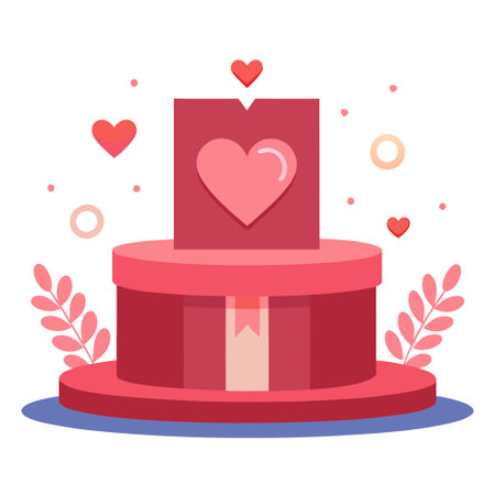 Podium with Valentine's Theme background. festival Valentines day.. AI generated. Vector iconのイラスト素材