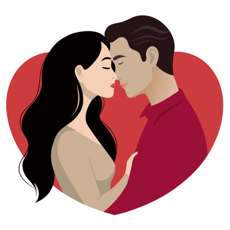 Romantic image of a couple in love kissing each other - people photography. AI generated. Vector iconのイラスト素材