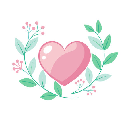 Romantic Heart with Floral Elements on a Soft Pastel Background. AI generated. Vector iconのイラスト素材