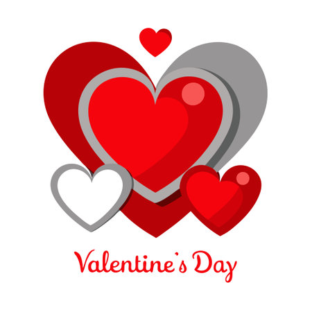 Red hearts on gray background with copy space. Valentine's day . AI generated. Vector iconのイラスト素材
