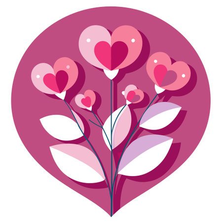 Paper-cutting style heart flowers. romantic background for Valentine's Day.. AI generated. Vector iconのイラスト素材
