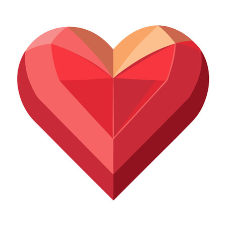 Minimalist paper heart. cutout style on white background. 3D illustration. AI generated. Vector iconのイラスト素材