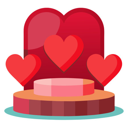 Stage podium background of love heart mock ups for product or present display. AI generated. Vector iconのイラスト素材