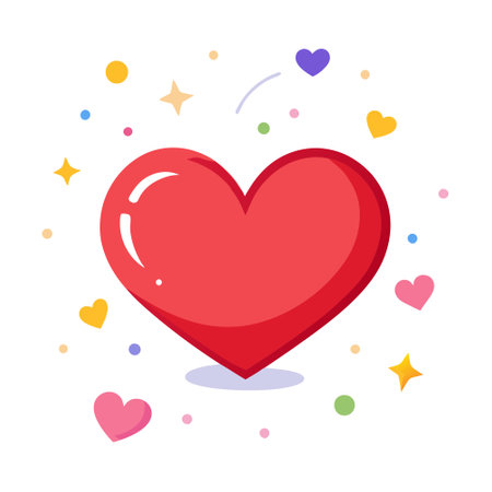 The big heart with flying out little hearts on a festive background. AI generated. Vector iconのイラスト素材