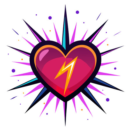 Sparkle Heart explosion. Glowing bokeh. Movie-like. Electric neon. Thrilled. Luminous. Metallic fluid - . AI generated. Vector iconのイラスト素材