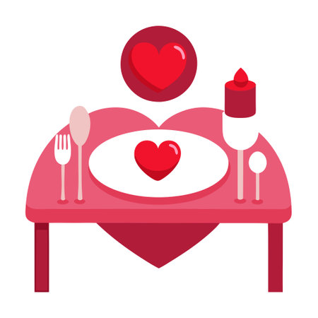 St Valentines Day Table Setting Young Photorealist. Background Image. Valentine Background Images. Hd. AI generated. Vector iconのイラスト素材