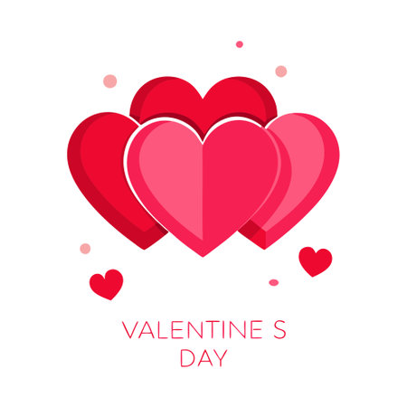 Valentine's day greeting invitation card with abstract realistic hearts on a white background banner cover template. . AI generated. Vector iconのイラスト素材