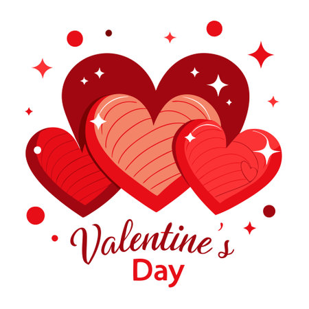 Valentine's Day Red Hearts Backgrounds with wood and sparkles by AI. AI generated. Vector iconのイラスト素材