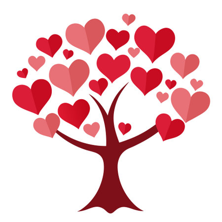 Tree of hearts. valentines day background.illustration isolated with white highlights. png. AI generated. Vector iconのイラスト素材