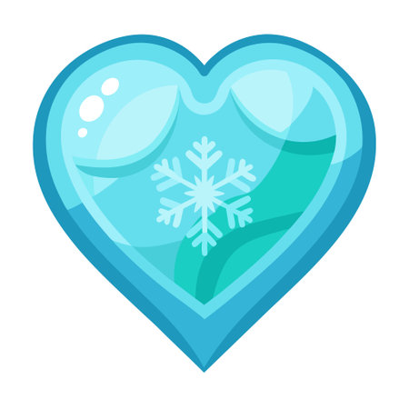 Valentine ice heart. beautiful light. snowflakes encapsulated inside the valentines. AI generated. Vector iconのイラスト素材