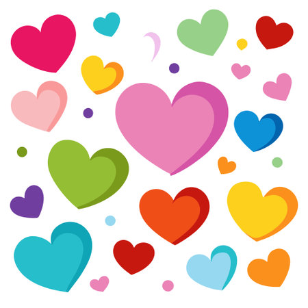 Wallpaper with assorted colorful hearts for valentines day or romantic wedding.Macro.. AI generated. Vector iconのイラスト素材