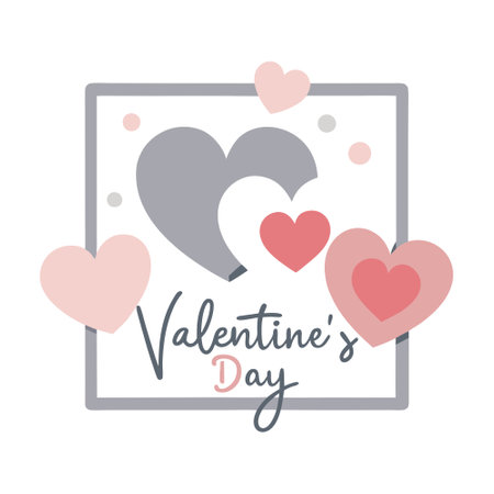 Valentine's day Illustration. frame with hearts in light pink and light grey. AI generated. Vector iconのイラスト素材