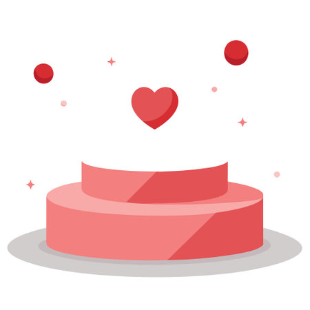 White podium platform with valentine background. paper illustration style. AI generated. Vector iconのイラスト素材