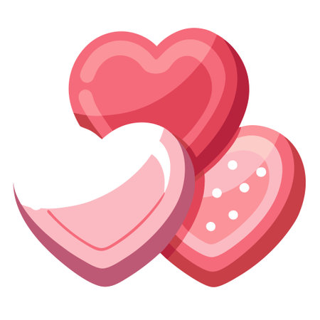 Valentine heart shaped candies. Room for text. Background illustration. . AI generated. Vector iconのイラスト素材