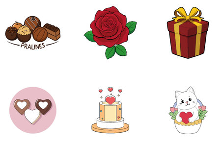 Overflowing mailbox Valentine Bundle - A charming heartshaped paper art Collection Icons. AI generated Image Set. Clipart cartoon deisgn iconsのイラスト素材