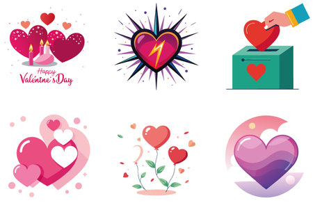 Valentine Bundle - Kindness Collection (9 words) Icons. AI generated Image Set. Clipart cartoon deisgn iconsのイラスト素材