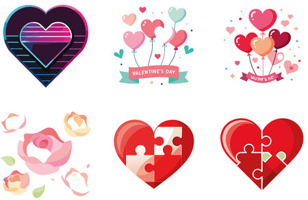 Hot Coffee Latte Bundle Valentine Collection Stickers. AI generated Image Set. Clipart cartoon deisgn iconsのイラスト素材