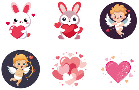 Romantic Valentine Bundle - A Delicious Chocolate Collection Stickers. AI generated Image Set. Clipart cartoon deisgn iconsのイラスト素材