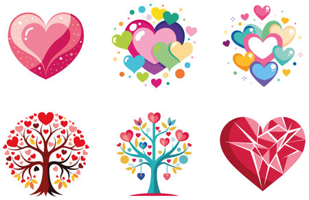 Sweet Valentine Bundle - A Lovely Hearts Collection Stickers. AI generated Image Set. Clipart cartoon deisgn iconsのイラスト素材