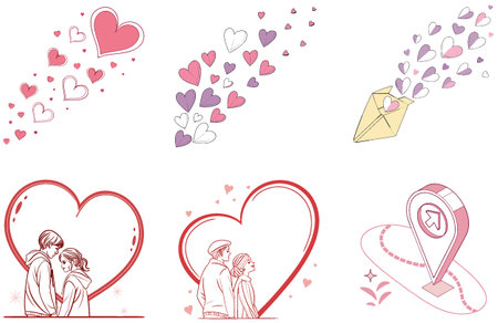 Heartshaped Hands of Love - Valentine Bundle Collection Illustrations. AI generated Image Set. Clipart cartoon deisgn iconsのイラスト素材