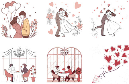 Valentine Bundle - Romantic Glow, Heart Collection Illustrations. AI generated Image Set. Clipart cartoon deisgn iconsのイラスト素材
