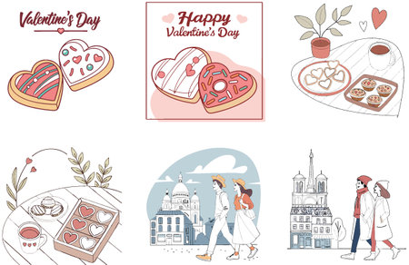 Elegant Valentine Bundle - Intricate Design Collection Illustrations. AI generated Image Set. Clipart cartoon deisgn iconsのイラスト素材