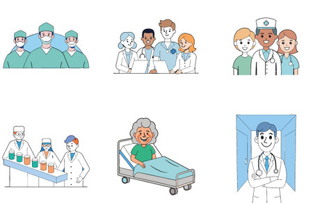 Urgent Medical Bundle: Hospital Staff Teamwork Medicine Collection Icons. AI generated Image Set....
