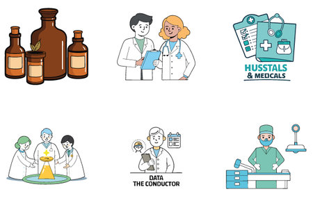 Forgotten Hospital Room: Bundle of Vintage Medicine Collection Icons. AI generated Image Set. Clipart cartoon deisgn iconsのイラスト素材