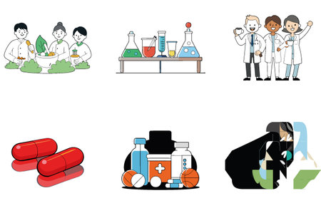 Confident Doctor's Bundle of Medicine: A Powerful Collection Icons. AI generated Image Set. Clipart cartoon deisgn iconsのイラスト素材