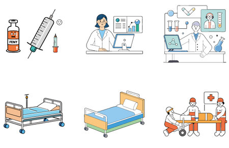 Scientists' Lab Medicine Bundle: Breakthrough Research Collection Icons. AI generated Image Set. Clipart cartoon deisgn iconsのイラスト素材