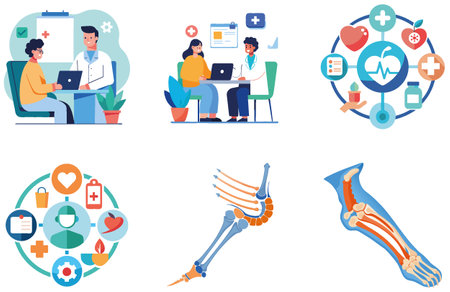 Doctor's Bundle Medicine. Professional Collection Stickers. AI generated Image Set. Clipart cartoon deisgn iconsのイラスト素材