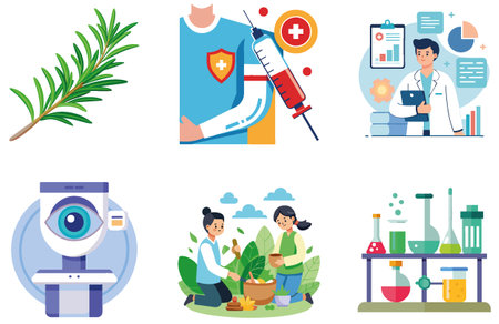 Medical Bundle: Lab Test Results Collection Stickers. AI generated Image Set. Clipart cartoon deisgn iconsのイラスト素材