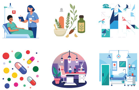 Modern Medicine Bundle: A Clean Collection Stickers. AI generated Image Set. Clipart cartoon design iconsのイラスト素材