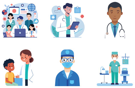 Confident Doctor's Medicine Bundle: A Professional Collection Stickers. AI generated Image Set. Clipart cartoon deisgn iconsのイラスト素材