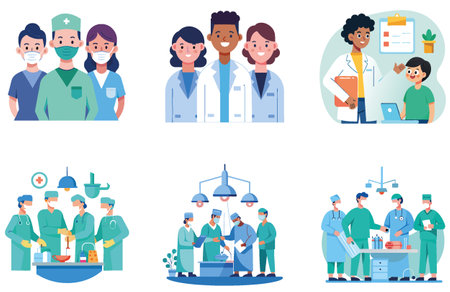 Surgical Medicine Bundle: Precision Instruments Collection Stickers. AI generated Image Set. Clipart cartoon deisgn iconsのイラスト素材