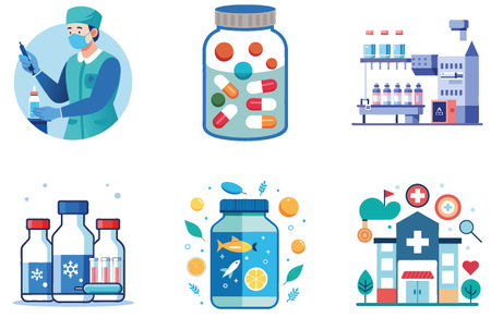 Digital Medicine Bundle: Genetic Data Collection Stickers. AI generated Image Set. Clipart cartoon deisgn iconsのイラスト素材