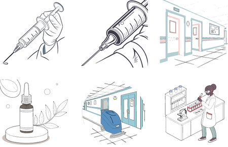 Advanced Surgical Equipment Bundle: Medicine's Modern Technology Collection Illustrations. AI generated Image Set. Clipart cartoon design iconsのイラスト素材