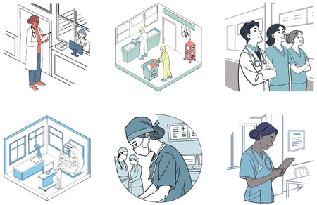 Virtual Reality Medicine Bundle: A Futuristic Treatment Collection Illustrations. AI generated Image Set. Clipart cartoon design iconsのイラスト素材